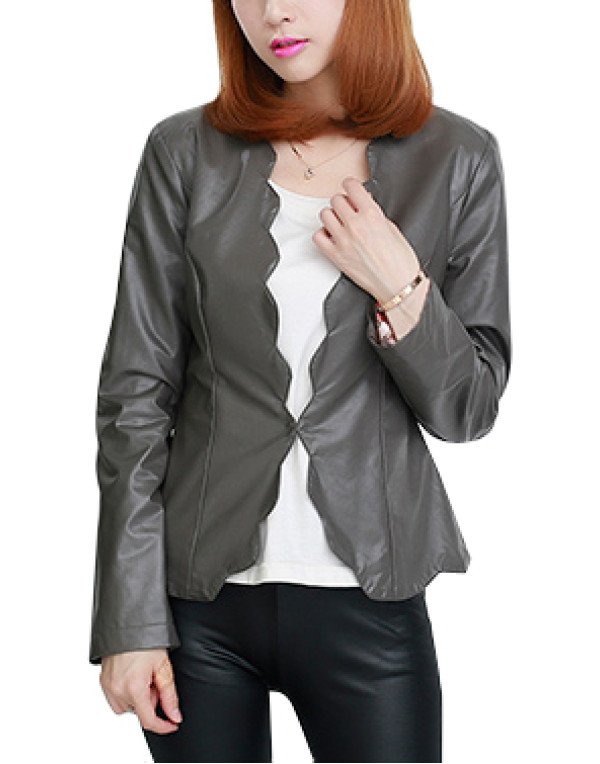 HugMe.fashion Leather Jacket Slim Fit Short Jacket...